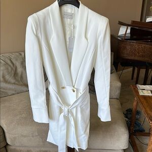 White Blazer Dress with Belt